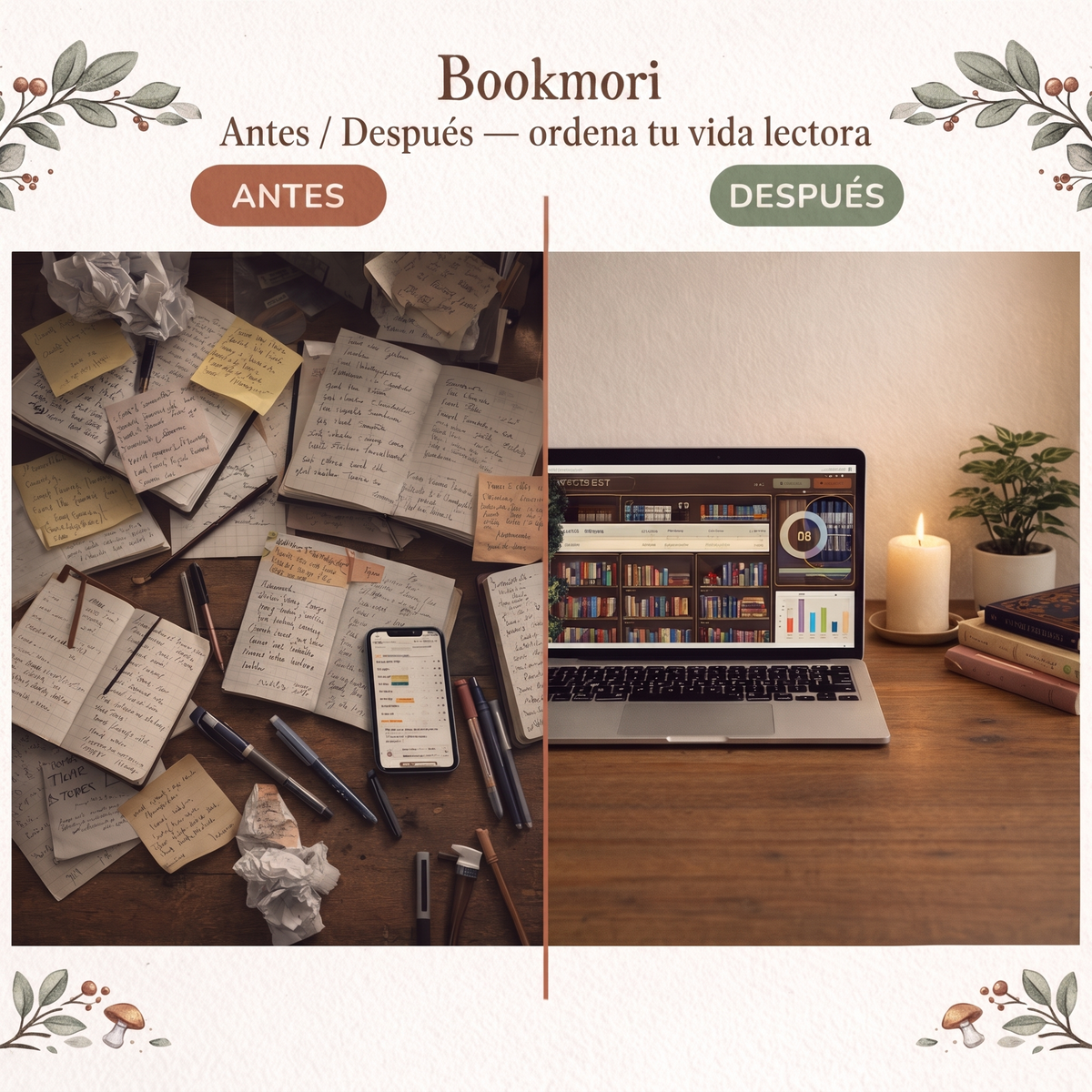 Antes / Después — ordena tu vida lectora